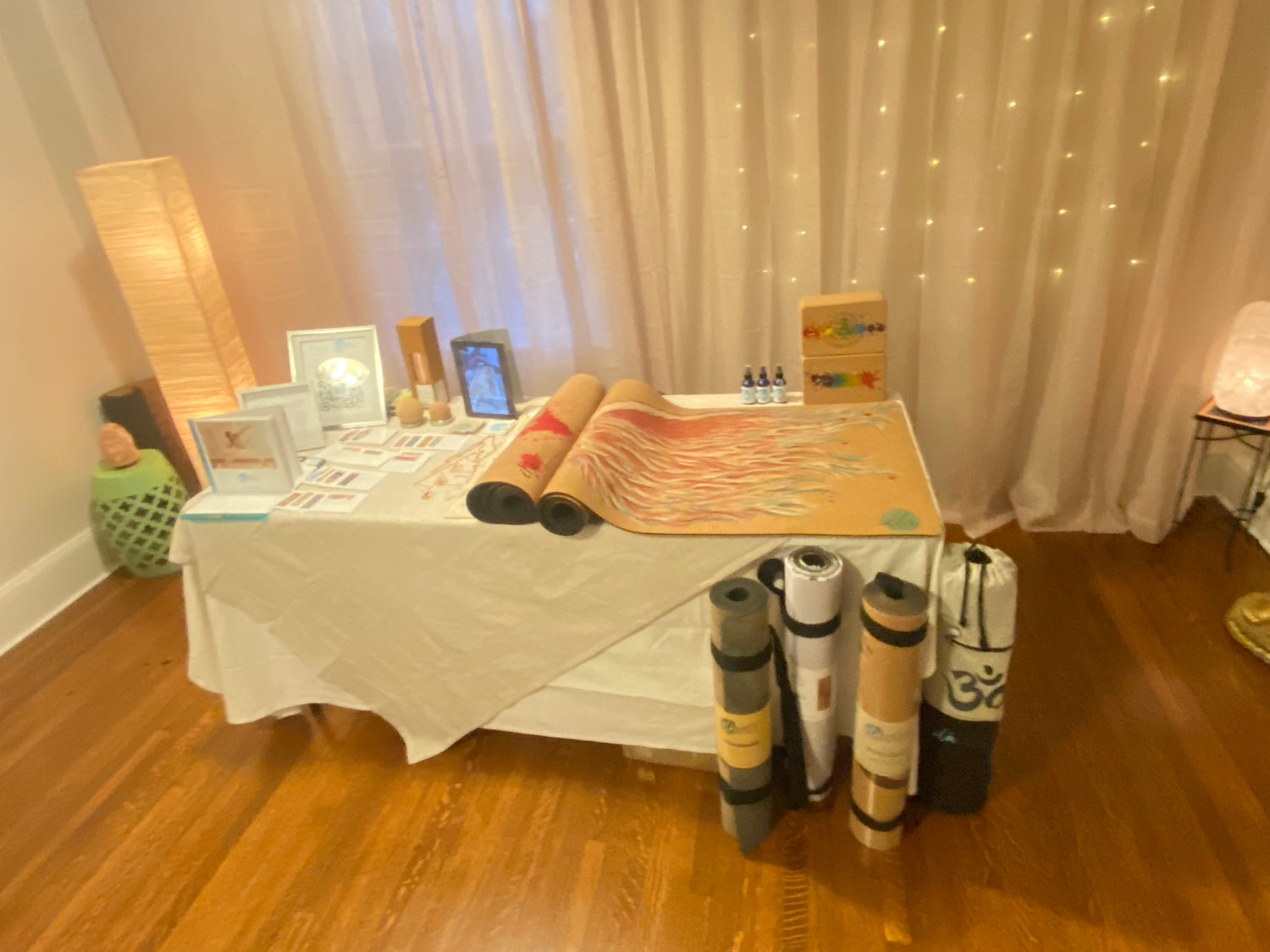 yoga room with ilastrate yoga mat design showcase at ascension wellness in huntington, ny