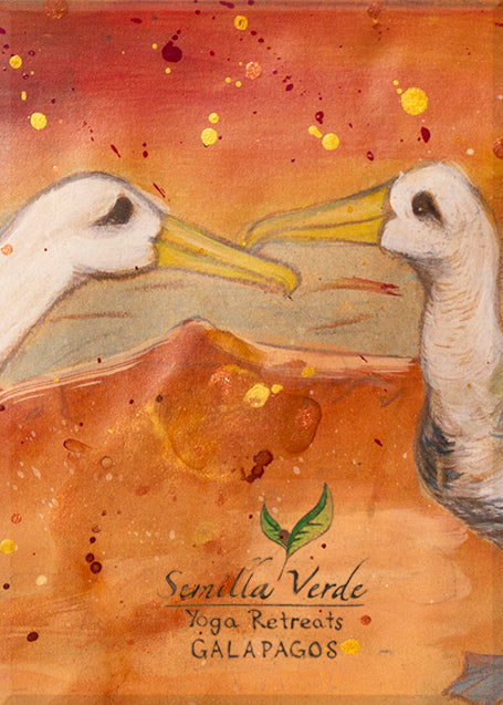 close up of albatross painted yoga mat