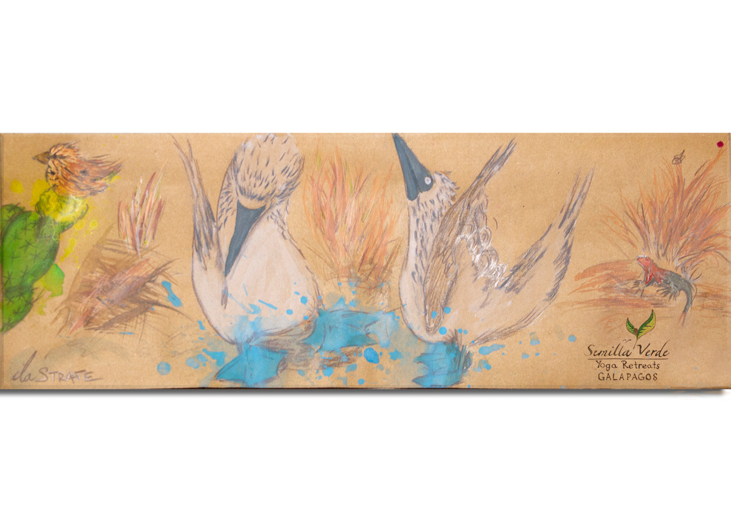 painting of blue footed boobies dancing galapagos yoga mat collection
