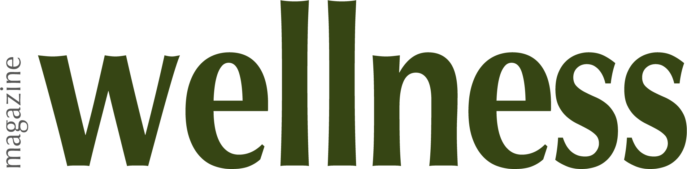 Green 'wellness' magazine logo on a white background