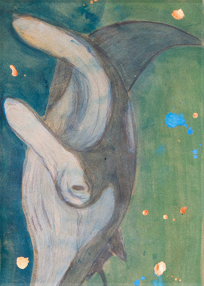 Illustration of a manta ray on a cork yoga mat 