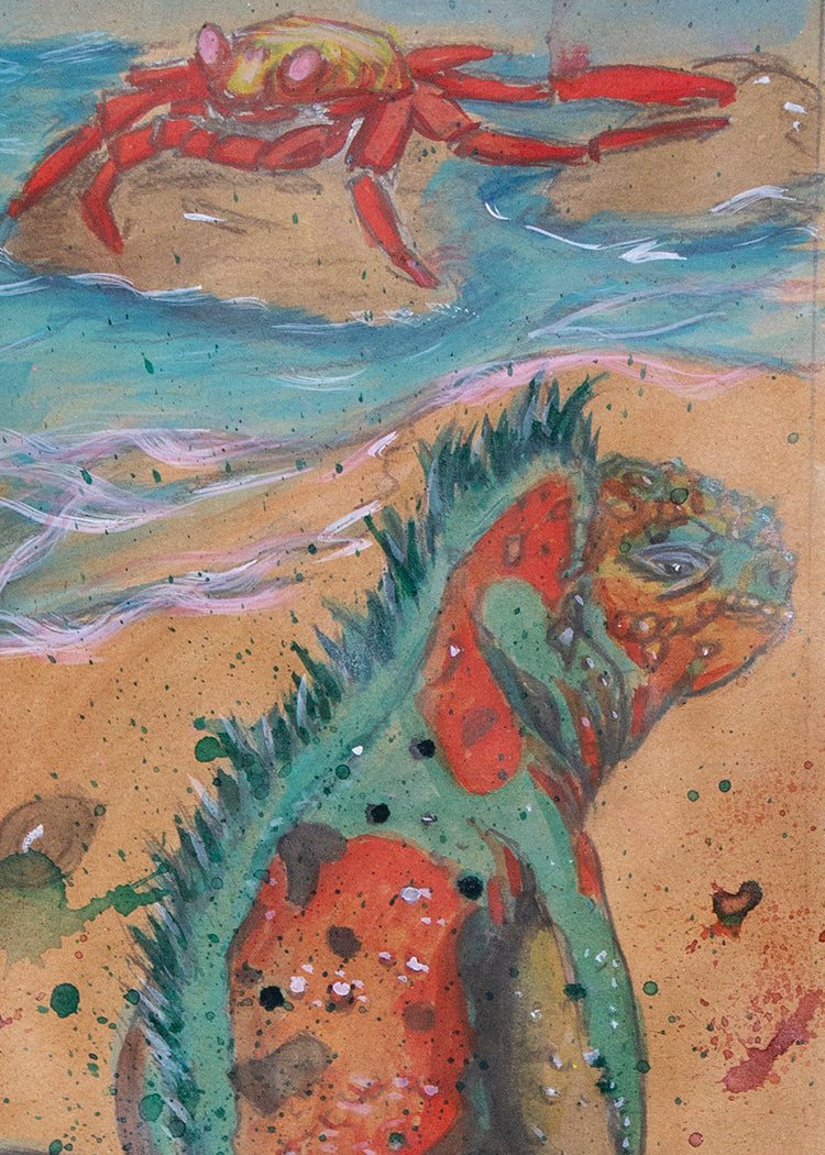 marine iguana and crab yoga mat for galapagos islands