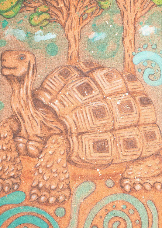 tortoise of semilla verde galapagos cork yoga mat design hand painted