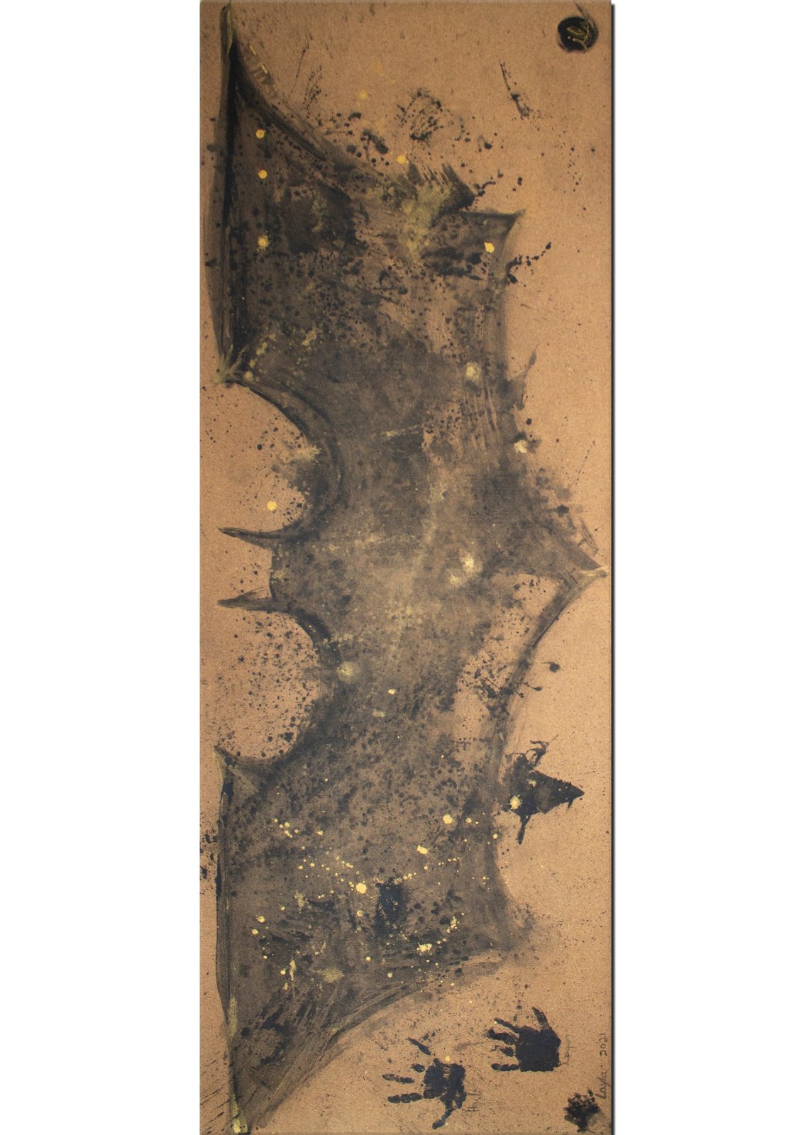 custom cork yoga mat painted with batman symbol