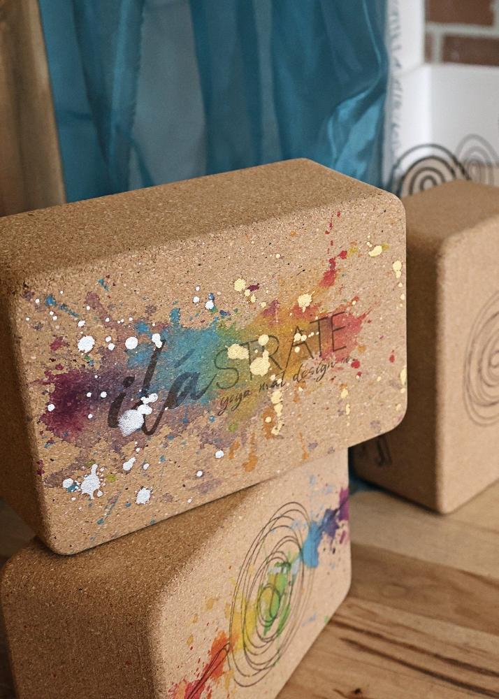 cork Yoga Block with rainbow design chakra colors. a colorful cork yoga block Yoga Props by ilāSTRATE™ - 