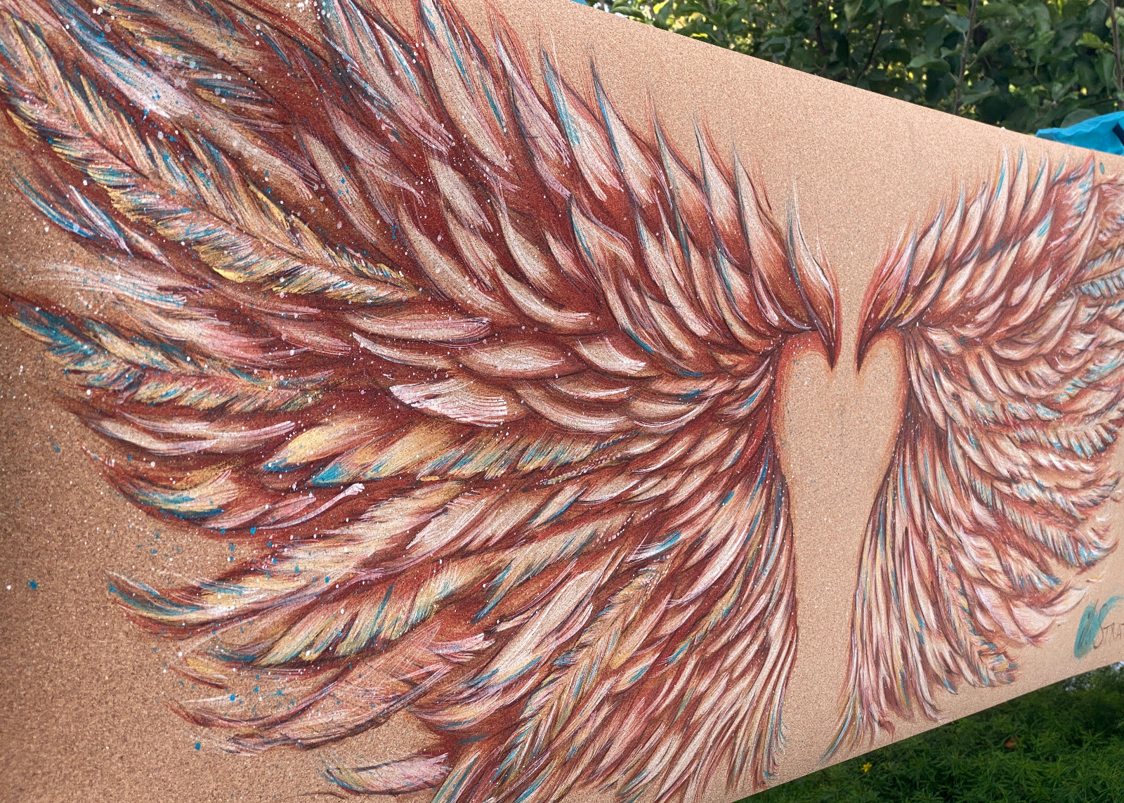 khecara limited edition magjestic flight eagle wings hand painted cork yoga mat