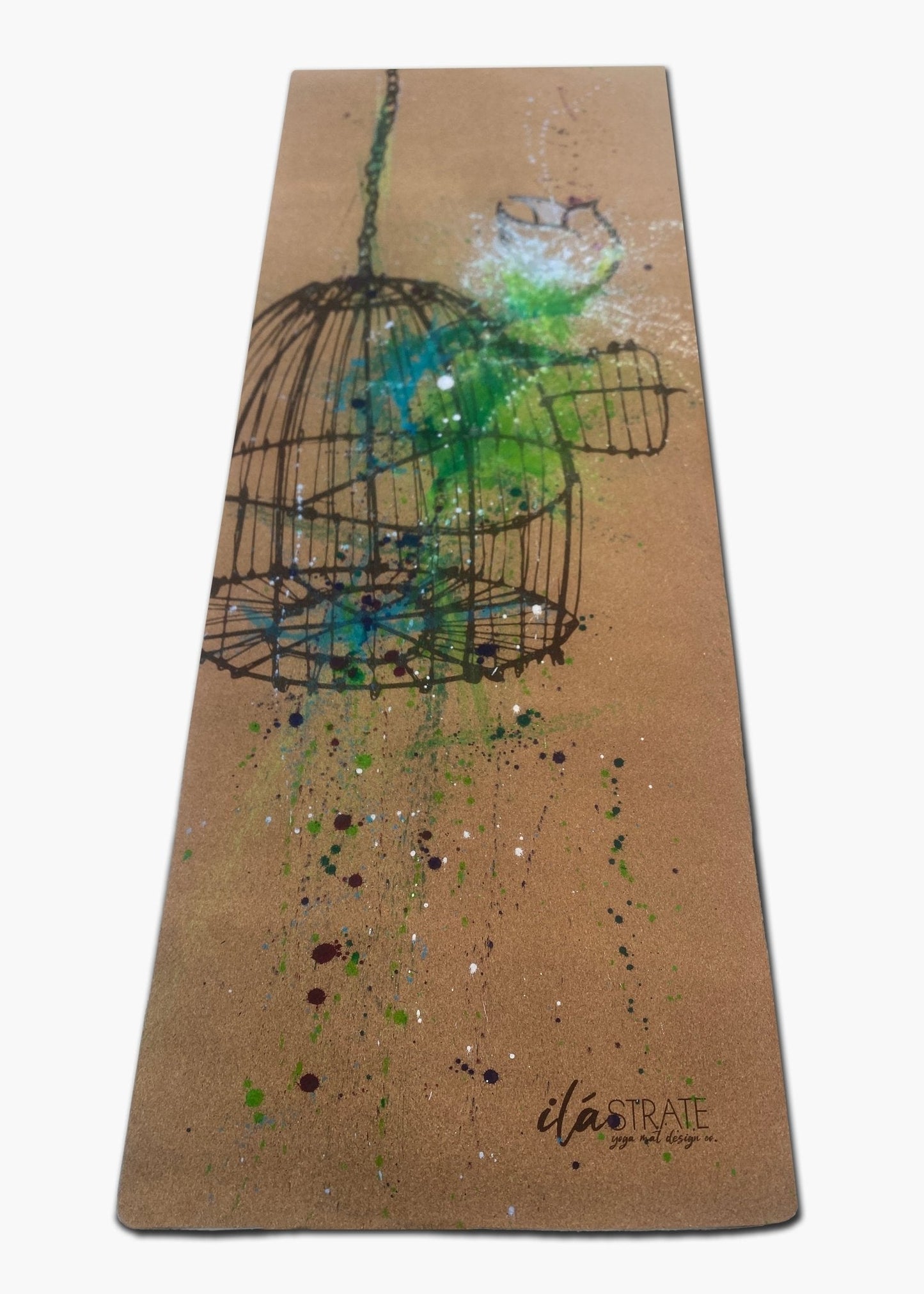 Release WANDERER Hand Painted Cork TRAVEL Yoga mat-Yoga Mat - Hand Painted-ilāSTRATE™ Yoga Mat Design Co.-