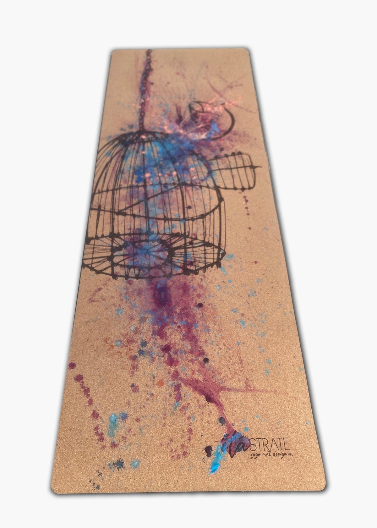 Release WANDERER Hand Painted Cork TRAVEL Yoga mat-Yoga Mat - Hand Painted-ilāSTRATE™ Yoga Mat Design Co.-