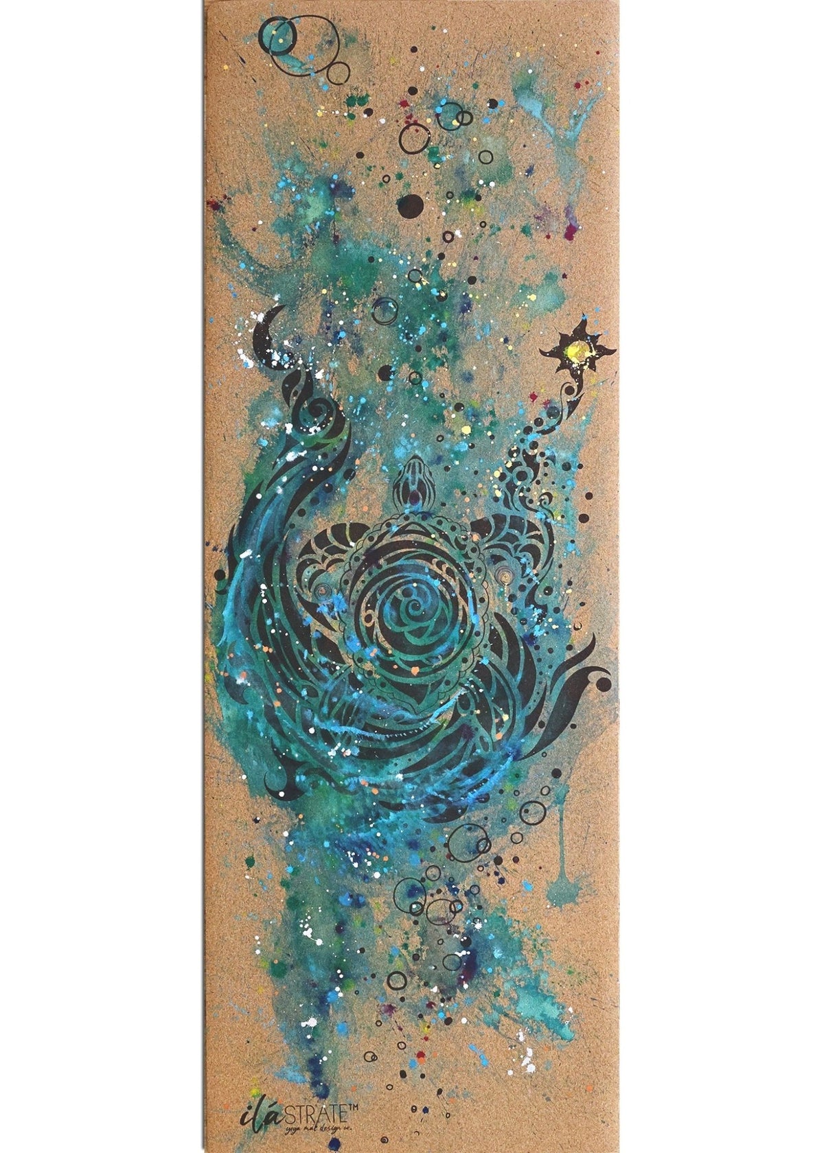 Tribute to Keya (Turtle) WANDERER Cork TRAVEL Yoga Mat-Yoga Mat - Hand Painted-ilāSTRATE™ Yoga Mat Design Co.-