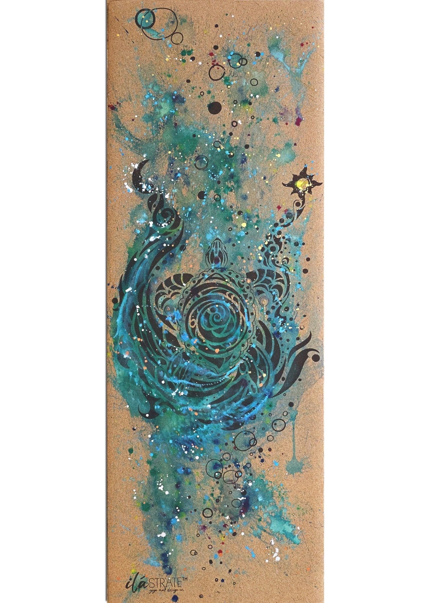 Tribute to Keya (Turtle) WANDERER Cork TRAVEL Yoga Mat-Yoga Mat - Hand Painted-ilāSTRATE™ Yoga Mat Design Co.-