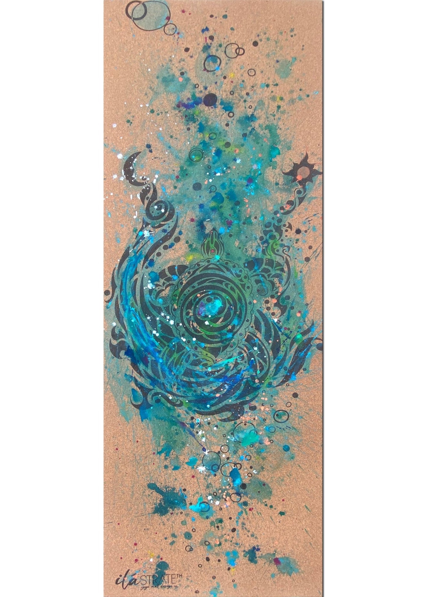 Tribute to Keya (Turtle) WANDERER Cork TRAVEL Yoga Mat-Yoga Mat - Hand Painted-ilāSTRATE™ Yoga Mat Design Co.-