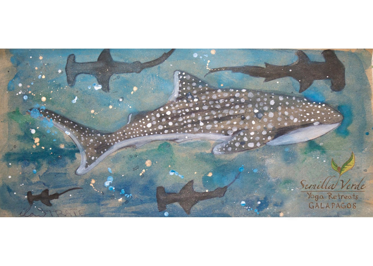 Whaleshark Yoga Mat Galapagos Islands, Semilla Verde Galapagos Collection-Yoga Mat - Hand Painted-ilāSTRATE™ Yoga Mat Design Co.-